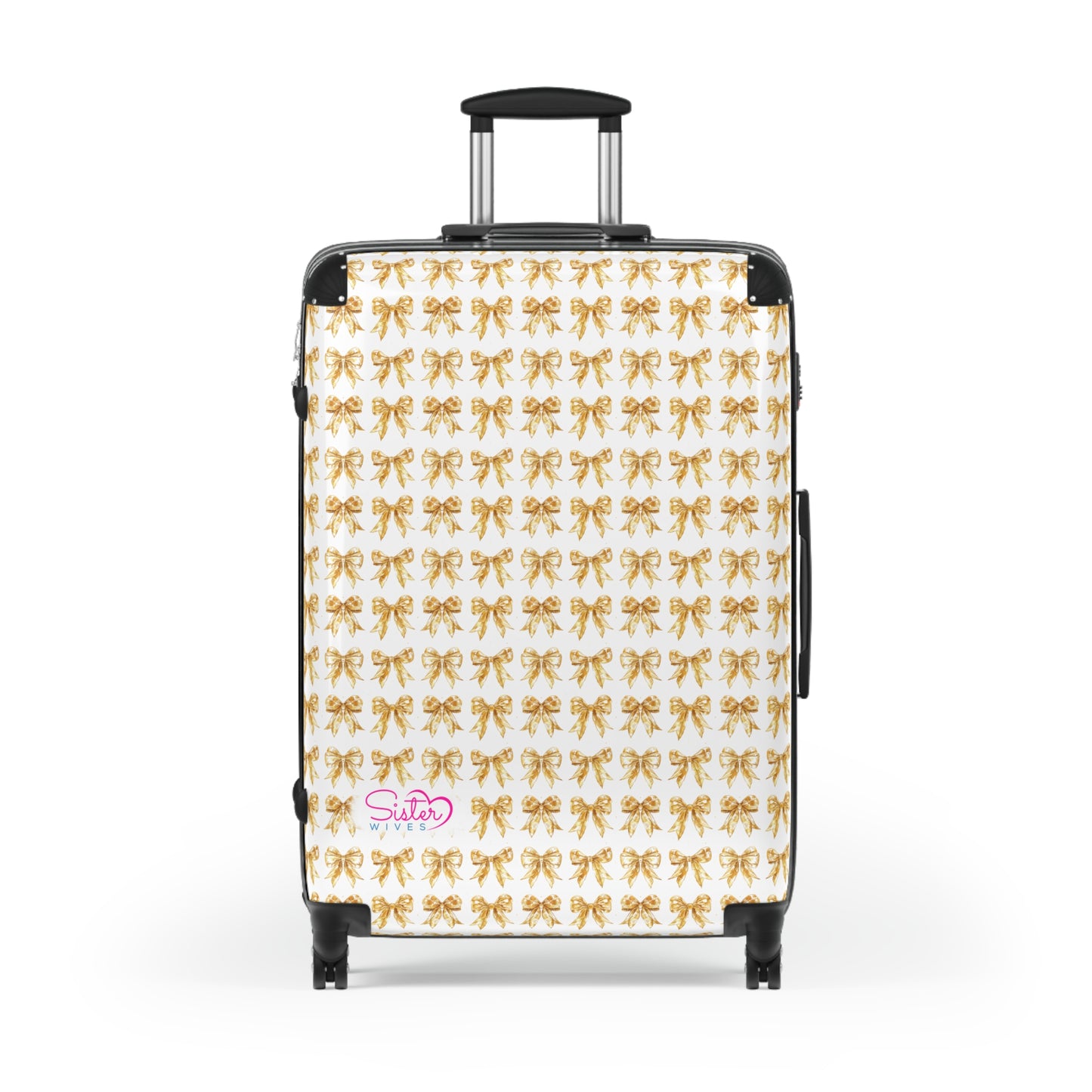 Coquette Golden Shimmer Bows Sisterwives Suitcase - Luggage, Travel Gear, Vacation Essential, Summer Adventure Bag, Stylish Travel Accessory