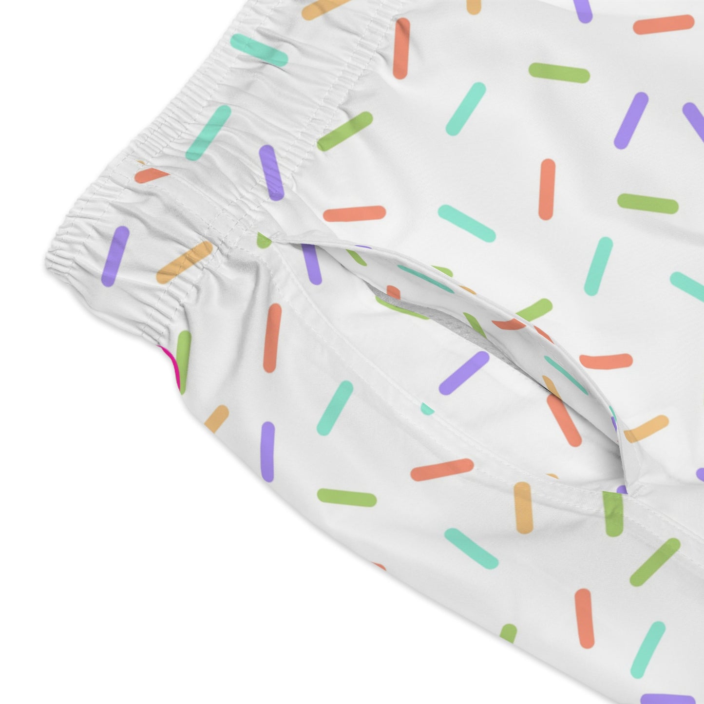 Men’s Rainbow Sprinkle Swim Trunks – Pastel Confetti Summer Swim Shorts, Fun Pool & Beach Board Shorts, Fast-Dry AOP Trunks