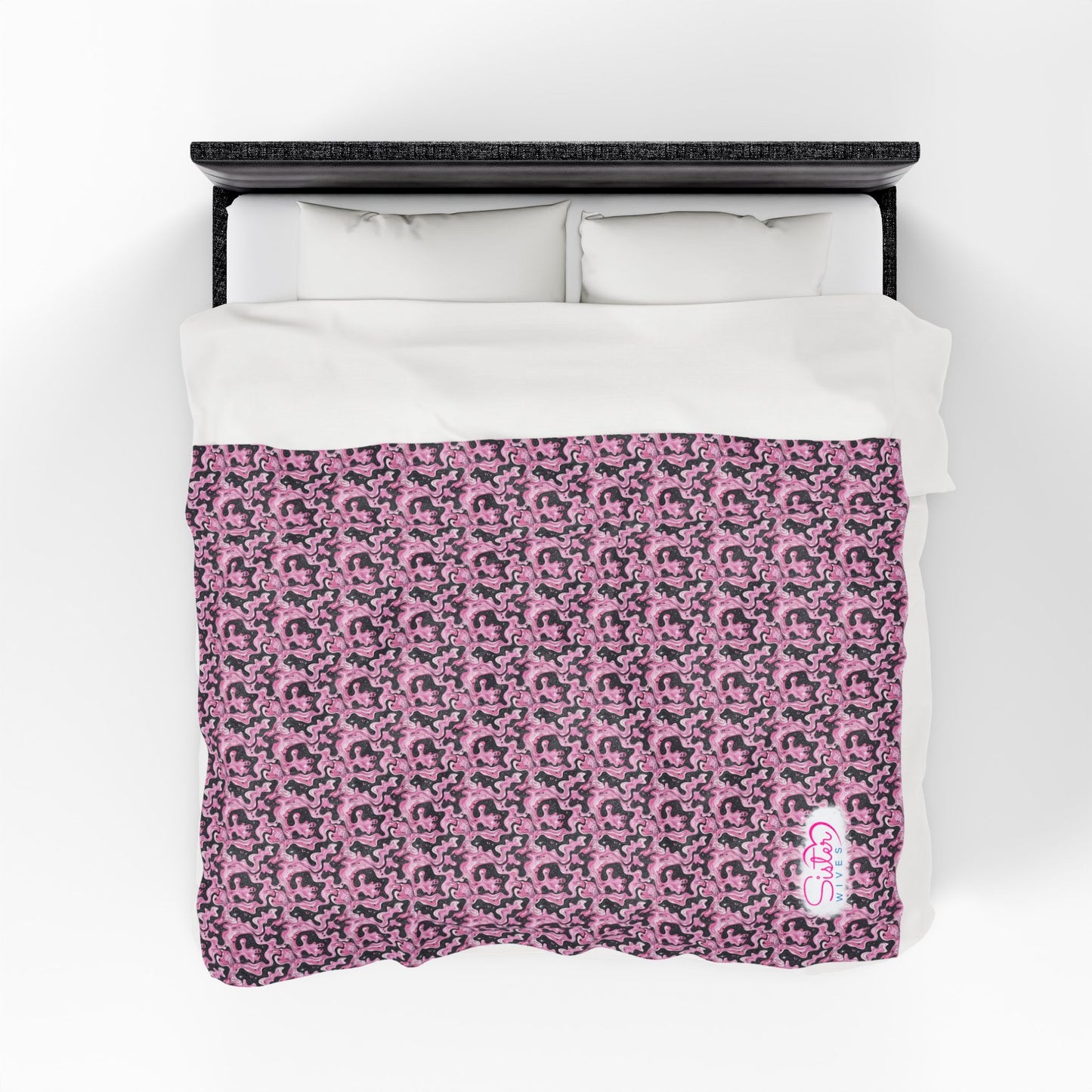 Sister Wives Pink & Black Oil Slick Cozy Velveteen Plush Blanket for Comfort & Warmth, Great for Home Decor, Gifts, Living Room, Couch, Bedroom