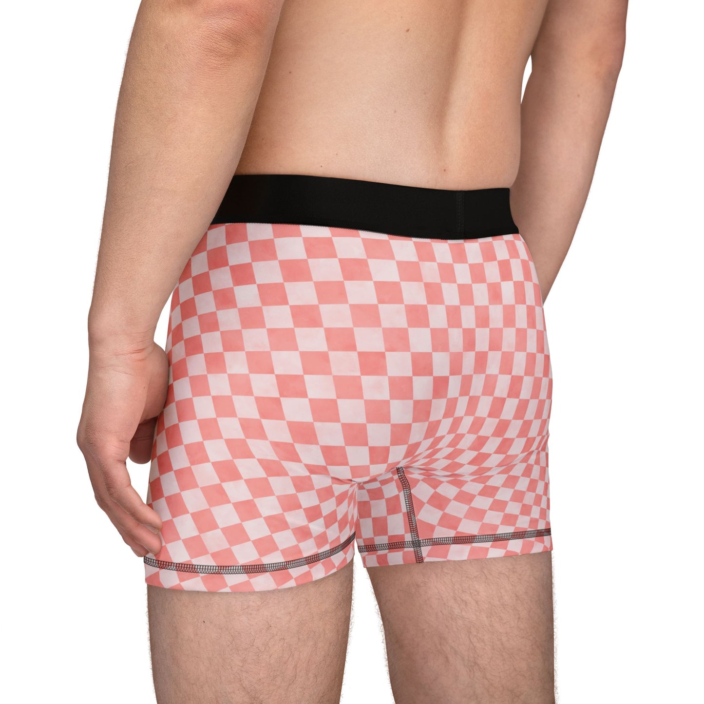 Pink Checker Men’s Boxer Briefs | Aesthetic Stretch Underwear | ENM & Polyamory Friendly Loungewear