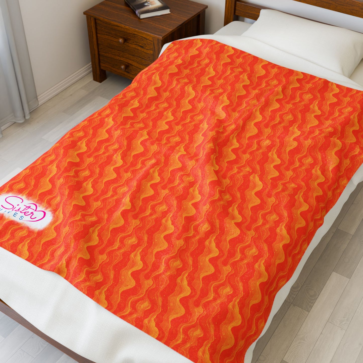 Sister Wives Orange Oil Slick Cozy Velveteen Plush Blanket for Comfort & Warmth, Great for Home Decor, Gifts, Living Room, Couch, Bedroom