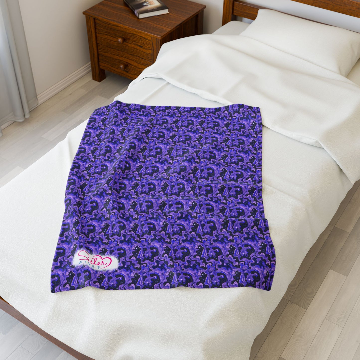Sister Wives Blue & Purple Oil Slick Cozy Velveteen Plush Blanket for Comfort & Warmth, Great for Home Decor, Gifts, Living Room, Couch, Bedroom