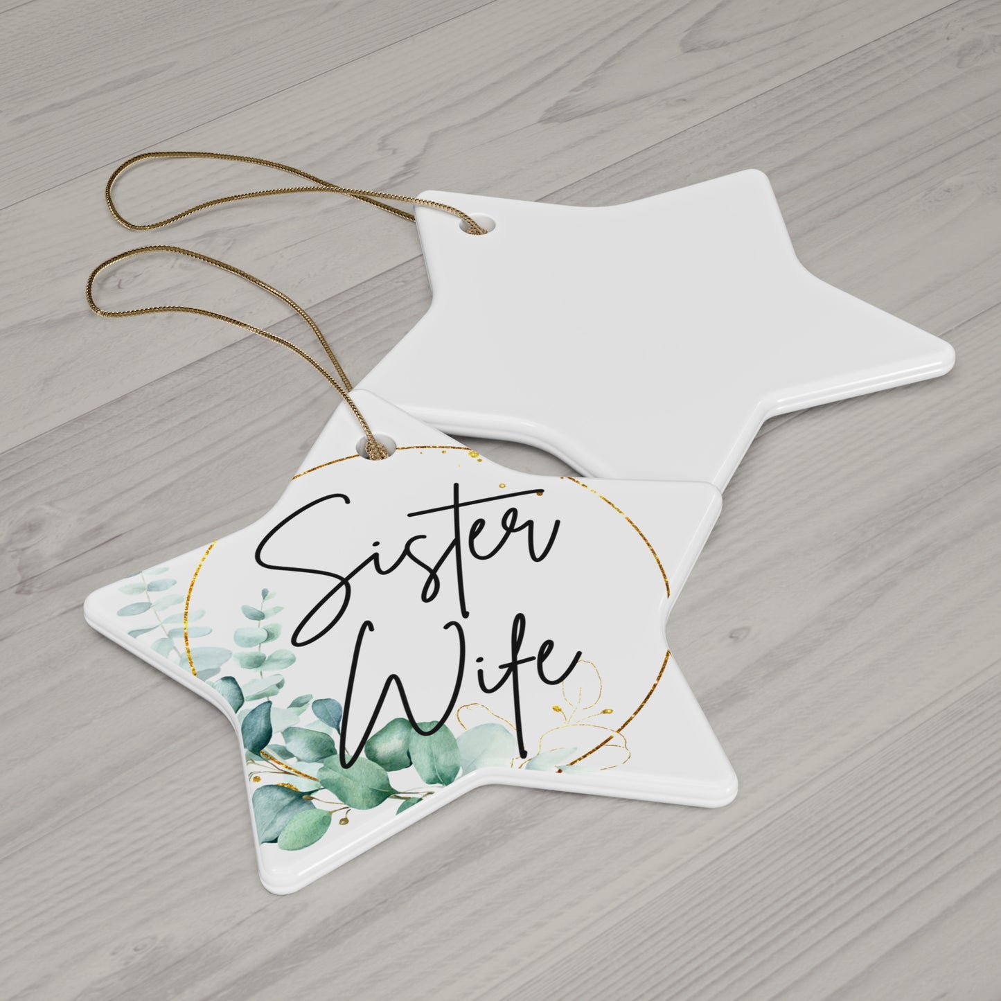 Sister Wife Floral Ceramic Ornament, Personalized Holiday Decor, Family Gift, Christmas Decoration, Home Ornament