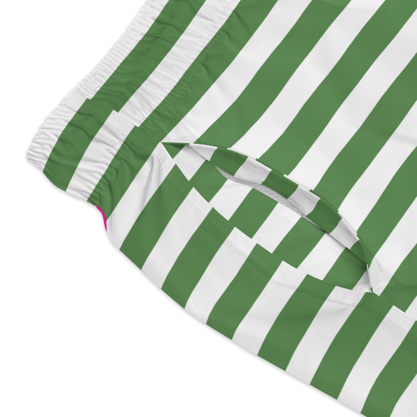Green Striped Swim Trunks for Men – Preppy Fast-Dry Board Shorts with Drawstring | XS–3XL Summer Swimwear