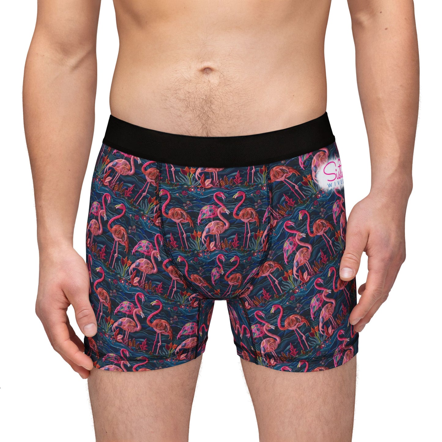 Sisterwivesl Flamingos Men's Boxers | Fun Swinger Underwear, Summer Loungewear, Tropical Gift, Comfortable Boxers, Vibrant Print