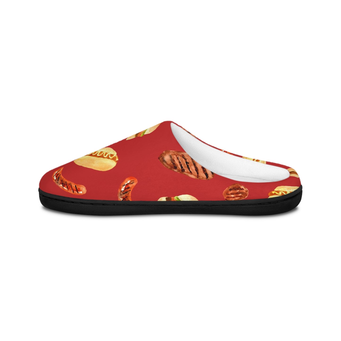 Men’s BBQ Slippers – Grill & Cookout Indoor House Shoes | Funny Food Print Slippers | Cozy Non-Slip Men’s Slippers
