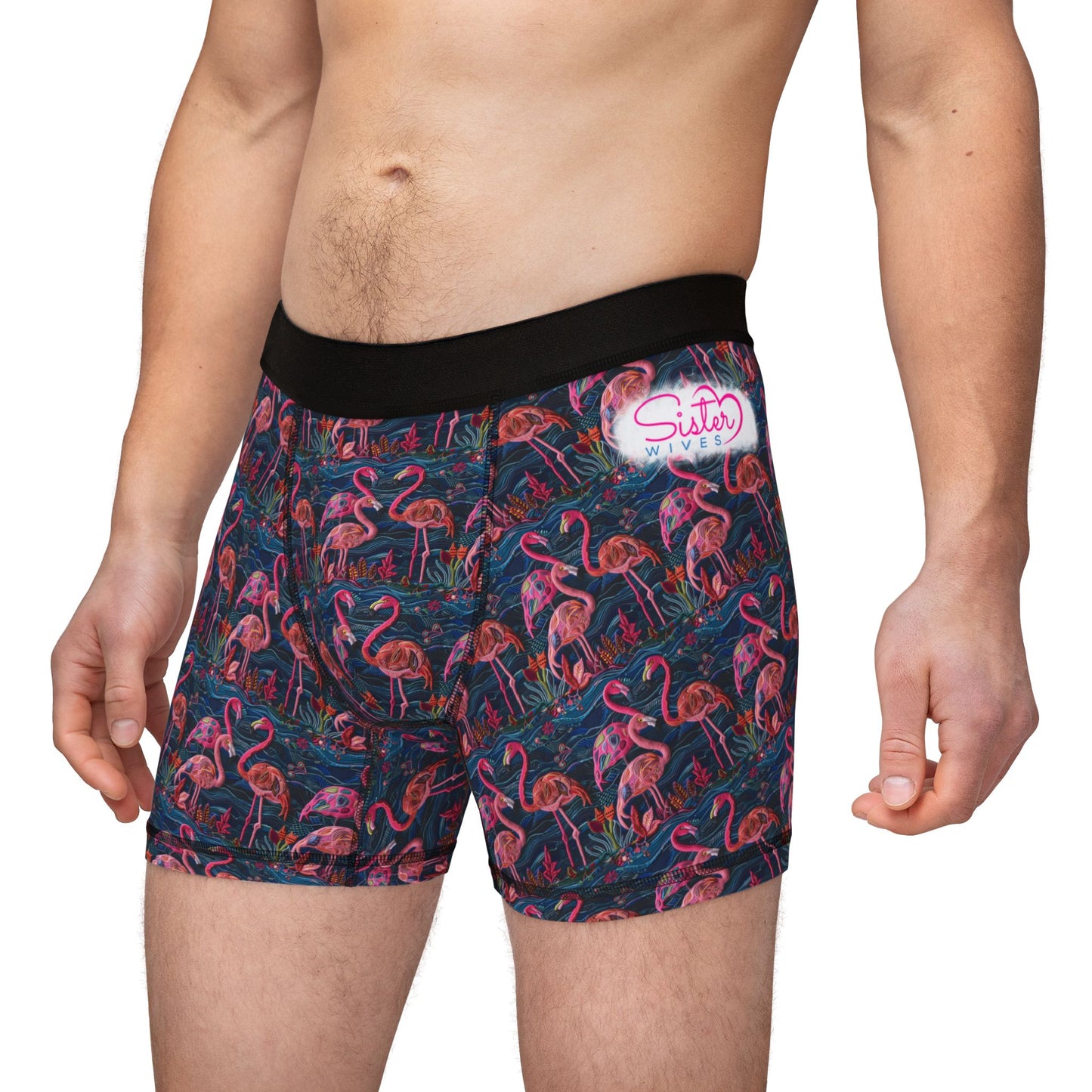 Sisterwivesl Flamingos Men's Boxers | Fun Swinger Underwear, Summer Loungewear, Tropical Gift, Comfortable Boxers, Vibrant Print