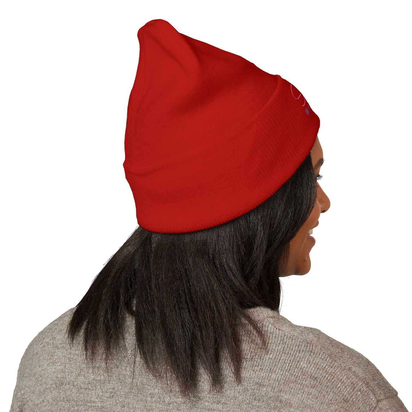 SisterWives Logo Embroidered Cuffed Beanie, Cozy Hat for Family Gatherings, Winter Wear, Holiday Gift, Fashion Accessory