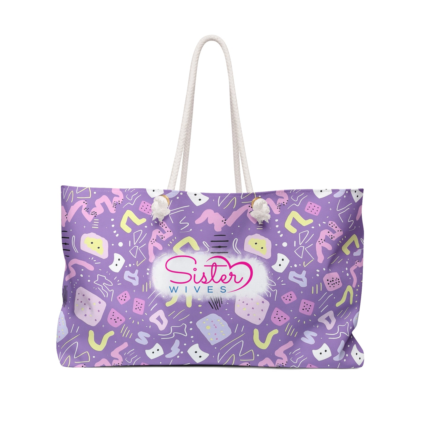 Sister Wives Playful Pastel Purple 80s-inspired Weekender Bag, Perfect for Weekend Getaways, Sister Wives Gifts, Travel Tote, Beach Bag, Summer Essentials