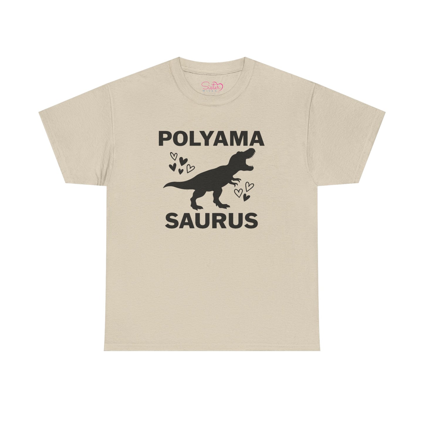 Polyama Saurus Dinosaur Polyamorous Funny Unisex Heavy Cotton Tee - Fun Dinosaur Shirt for Adults, Gift for Birthdays, Parties, Family Outings, Casual Wear