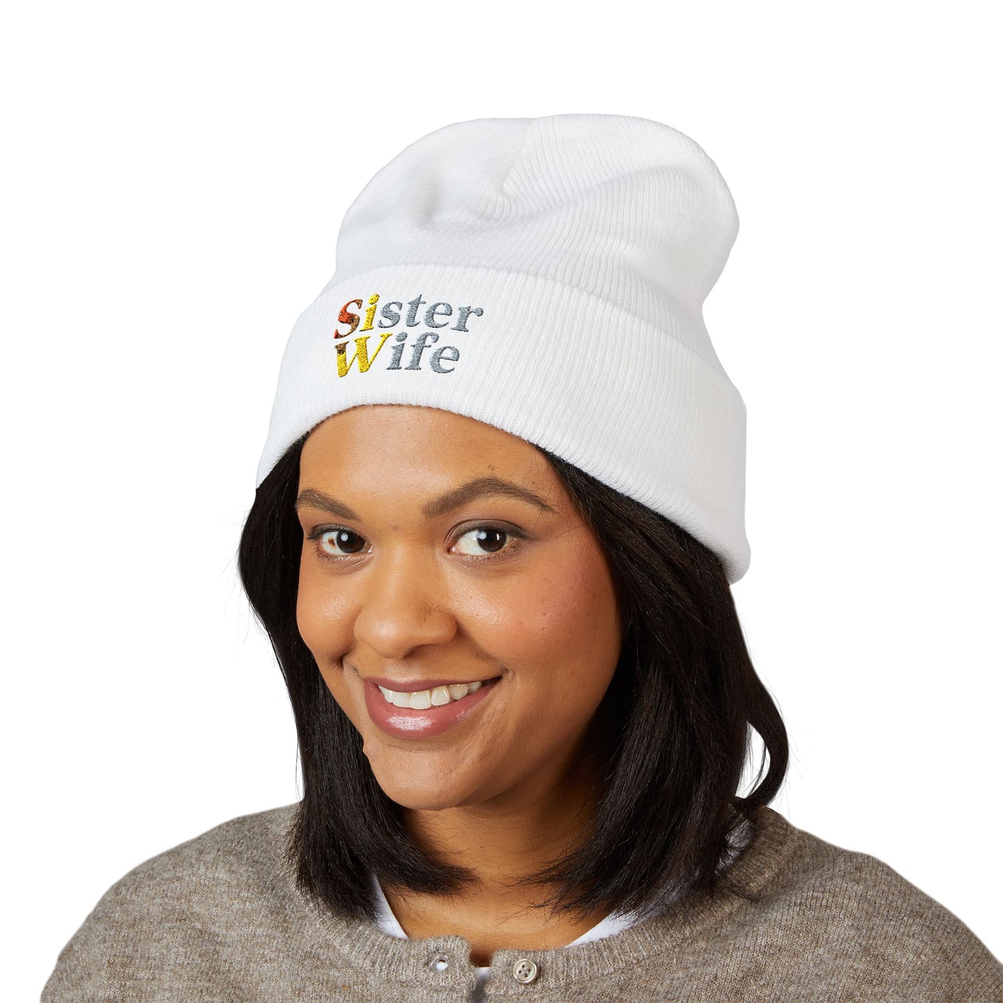 Embroidered Sister Wife Beanie || Cozy Winter Hat || Perfect Gift for Her || Unique Birthday Present || Warm Knit Cap