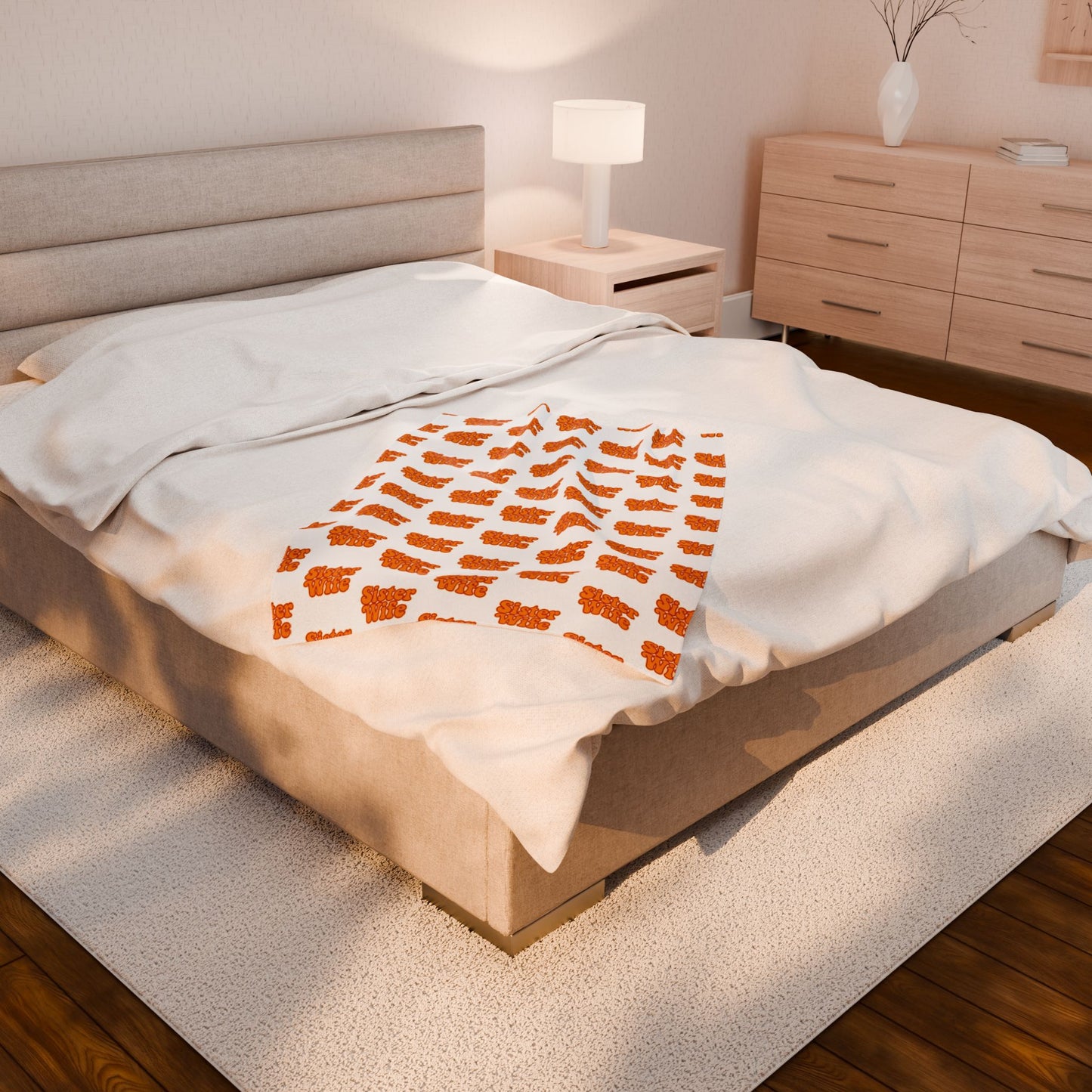 Sister Wife Orange Velveteen Plush Blanket Soft Throw