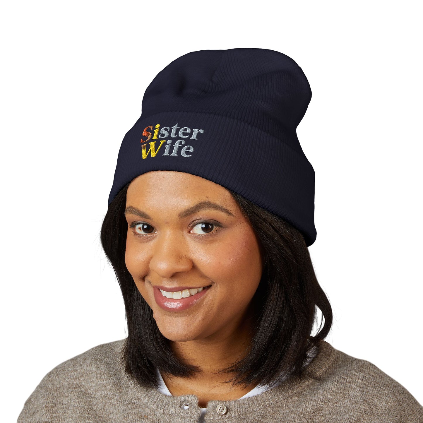 Embroidered Sister Wife Beanie || Cozy Winter Hat || Perfect Gift for Her || Unique Birthday Present || Warm Knit Cap