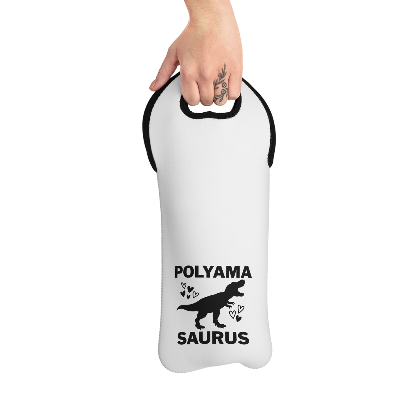 Fun Dino Polyamorous Humor Wine Tote Bag, Dinosaur Gifts, Party Accessories, Funny Wine Carrier, Cute Wine Gift Bag