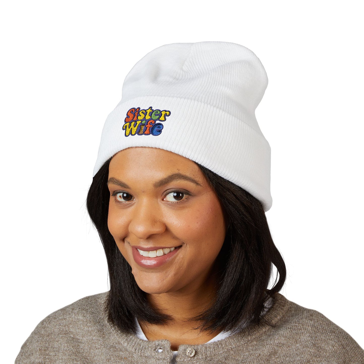 Embroidered Sister Wife Beanie || Cozy Winter Hat || Perfect Gift for Her || Unique Birthday Present || Warm Knit Cap