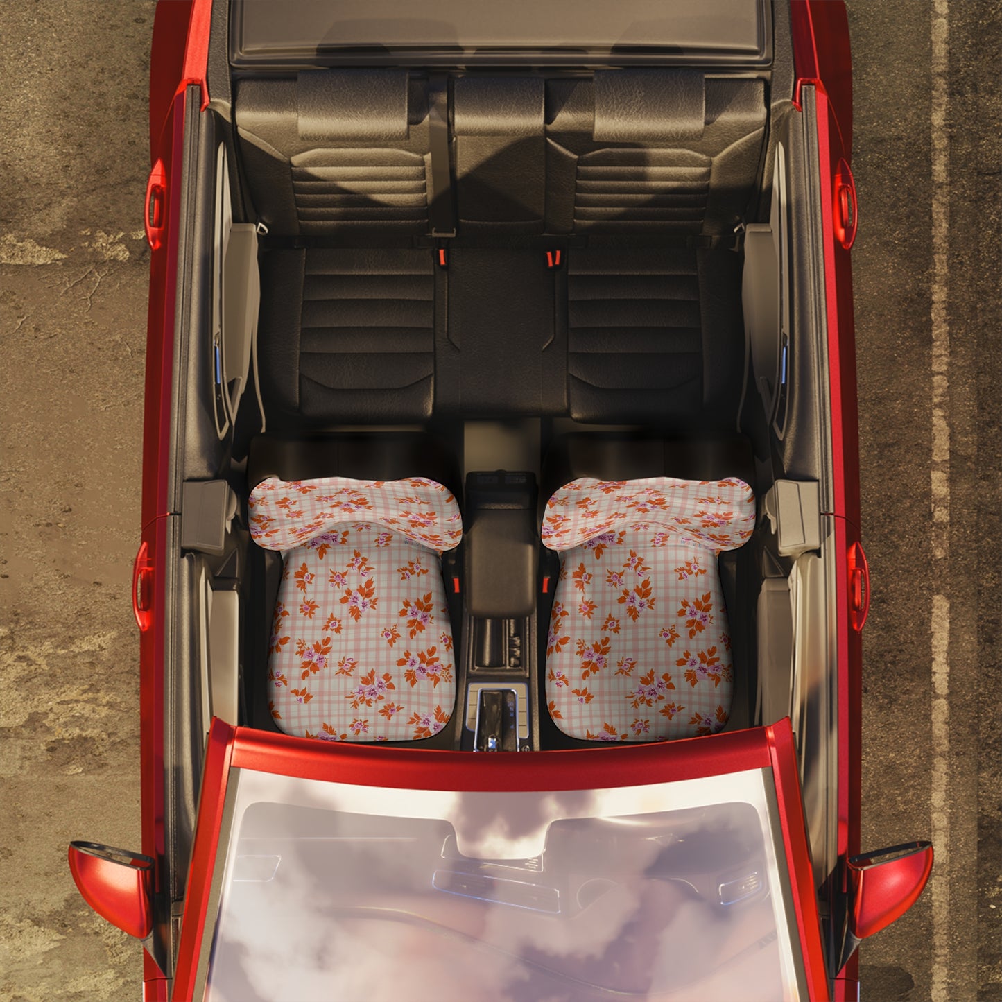 Boho Floral Car Seat Covers – Retro Aesthetic Auto Decor | Polyamory & ENM Friendly