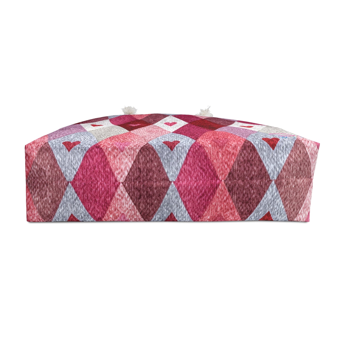 Valentine Red & Pink Weekender Bag | Romantic Heart & Checkered Patterns | Polyamory-Friendly Travel Bag | Cute Getaway Tote for Couples & Throuples