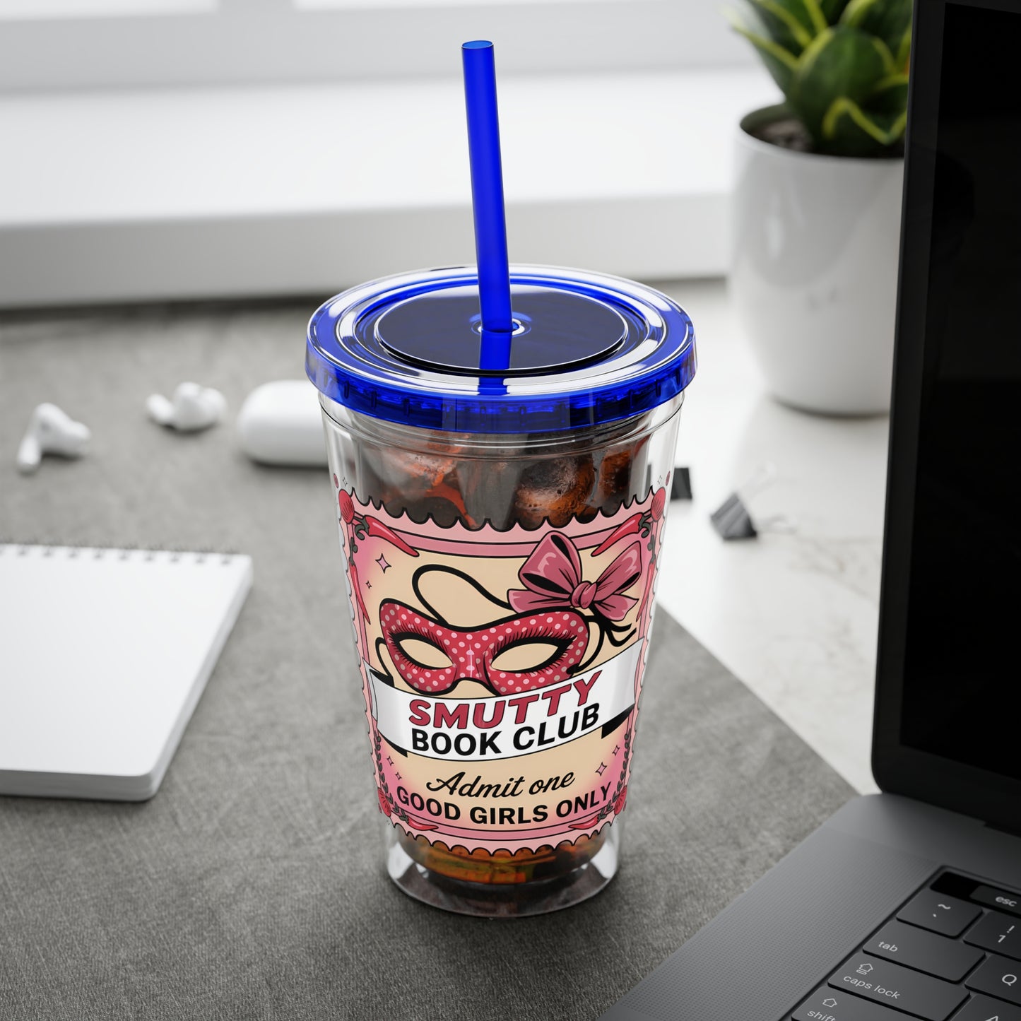 Admit One: Smutty Book Club – 16oz Sunsplash Tumbler | Polyamory Pride Cup | ENM Lifestyle Drinkware | Swinger Aesthetic Travel Cup | Spicy Romance Reader Gift | Poly, Open Relationship,...