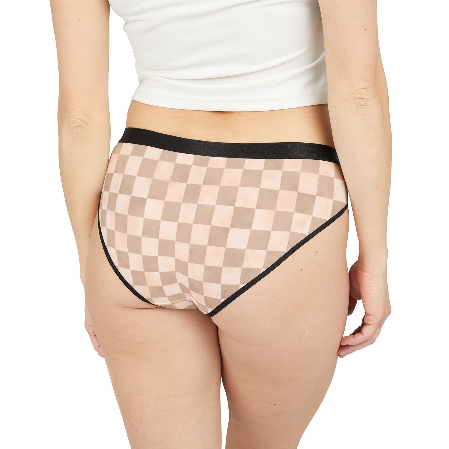 Neutral Checker Women’s Panties | Aesthetic Bikini Cut Underwear | ENM & Polyamory Friendly Lingerie