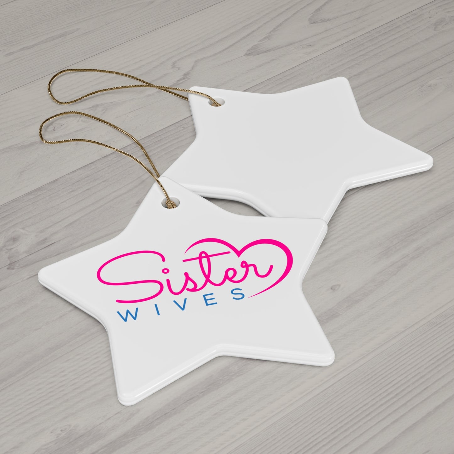 Sister Wife Logo Ceramic Ornament, Personalized Holiday Decor, Family Gift, Christmas Decoration, Home Ornament