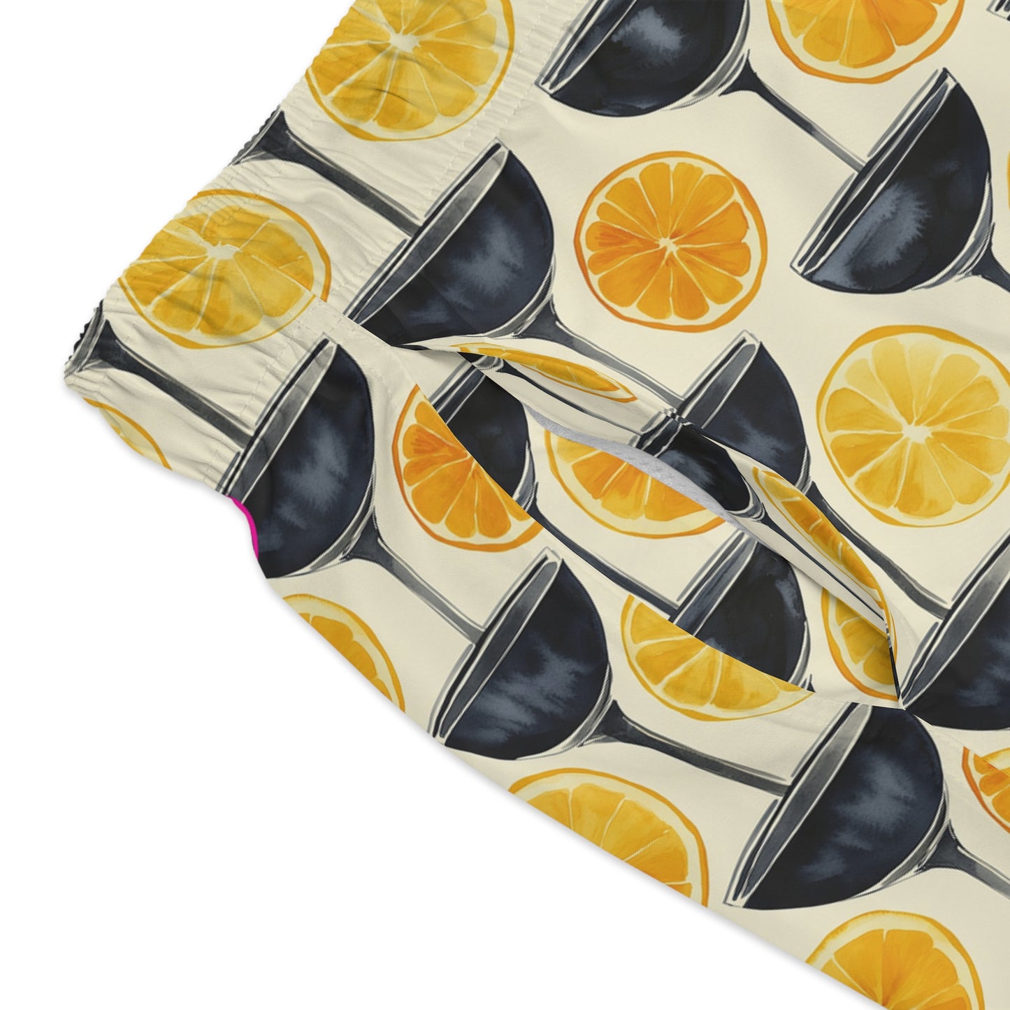 Men’s Cocktail Swim Trunks – Citrus Martini Resort Boardshorts | Polyamory ENM Lifestyle Poolwear | Fast-Dry Summer Swim Shorts