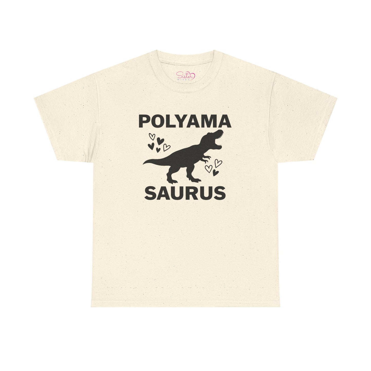 Polyama Saurus Dinosaur Polyamorous Funny Unisex Heavy Cotton Tee - Fun Dinosaur Shirt for Adults, Gift for Birthdays, Parties, Family Outings, Casual Wear