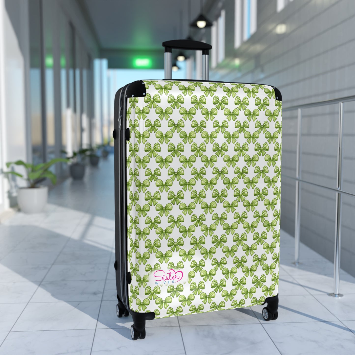 Coquette Green Bows Sisterwives Suitcase - Luggage, Travel Gear, Vacation Essential, Summer Adventure Bag, Stylish Travel Accessory