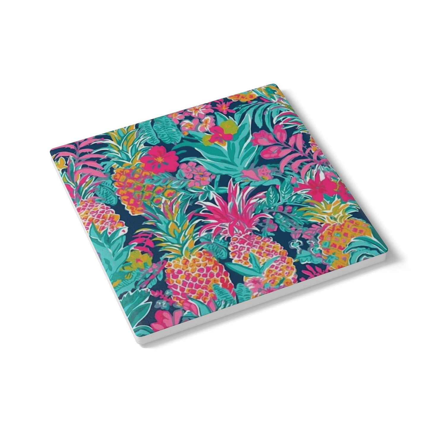 Preppy Pineapple Coaster Set - Fun Summer Drink Coaster, Home Bar Decor, Tropical Party Supplies, Gift for Beach Lovers, Kitchen Accessory
