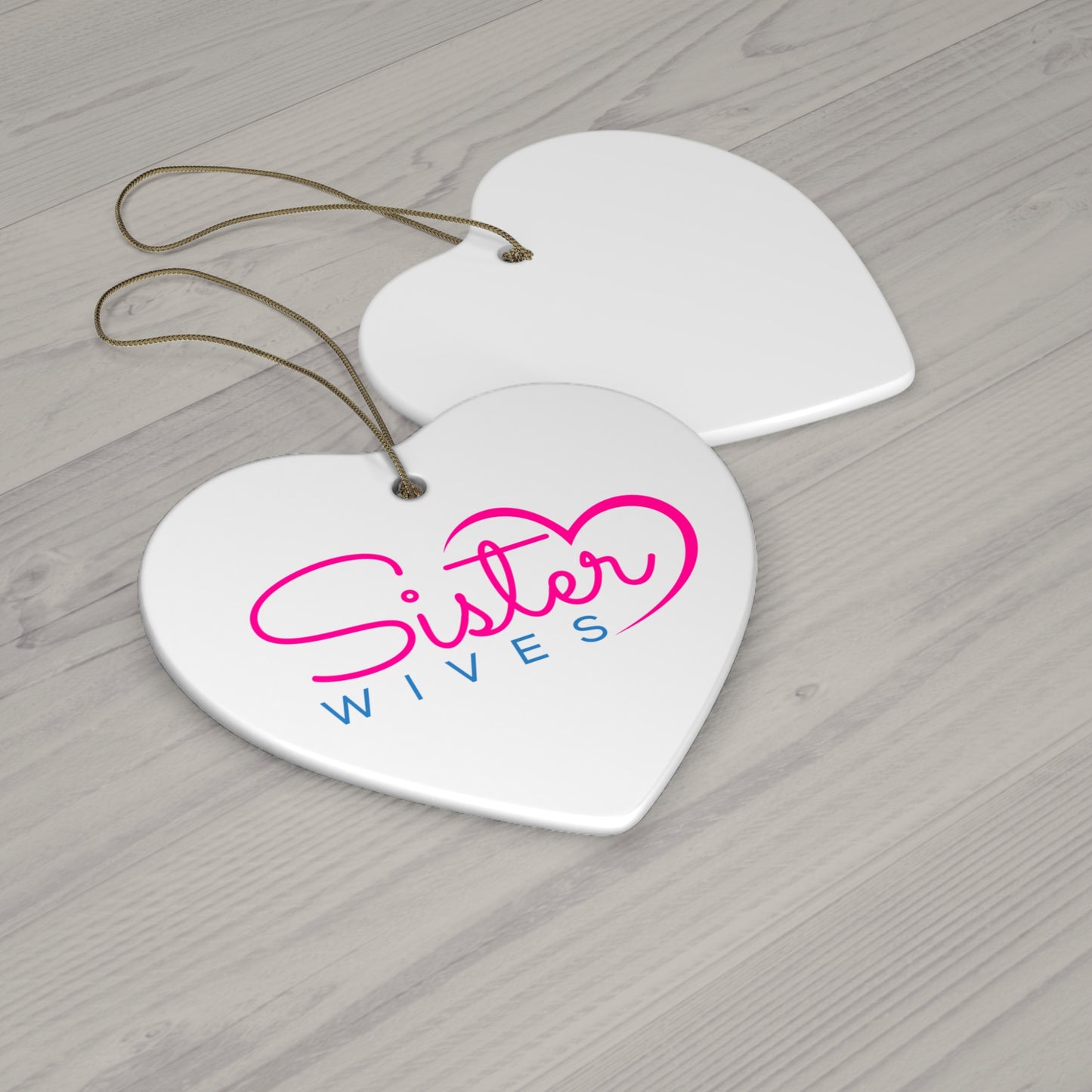 Sister Wife Logo Ceramic Ornament, Personalized Holiday Decor, Family Gift, Christmas Decoration, Home Ornament