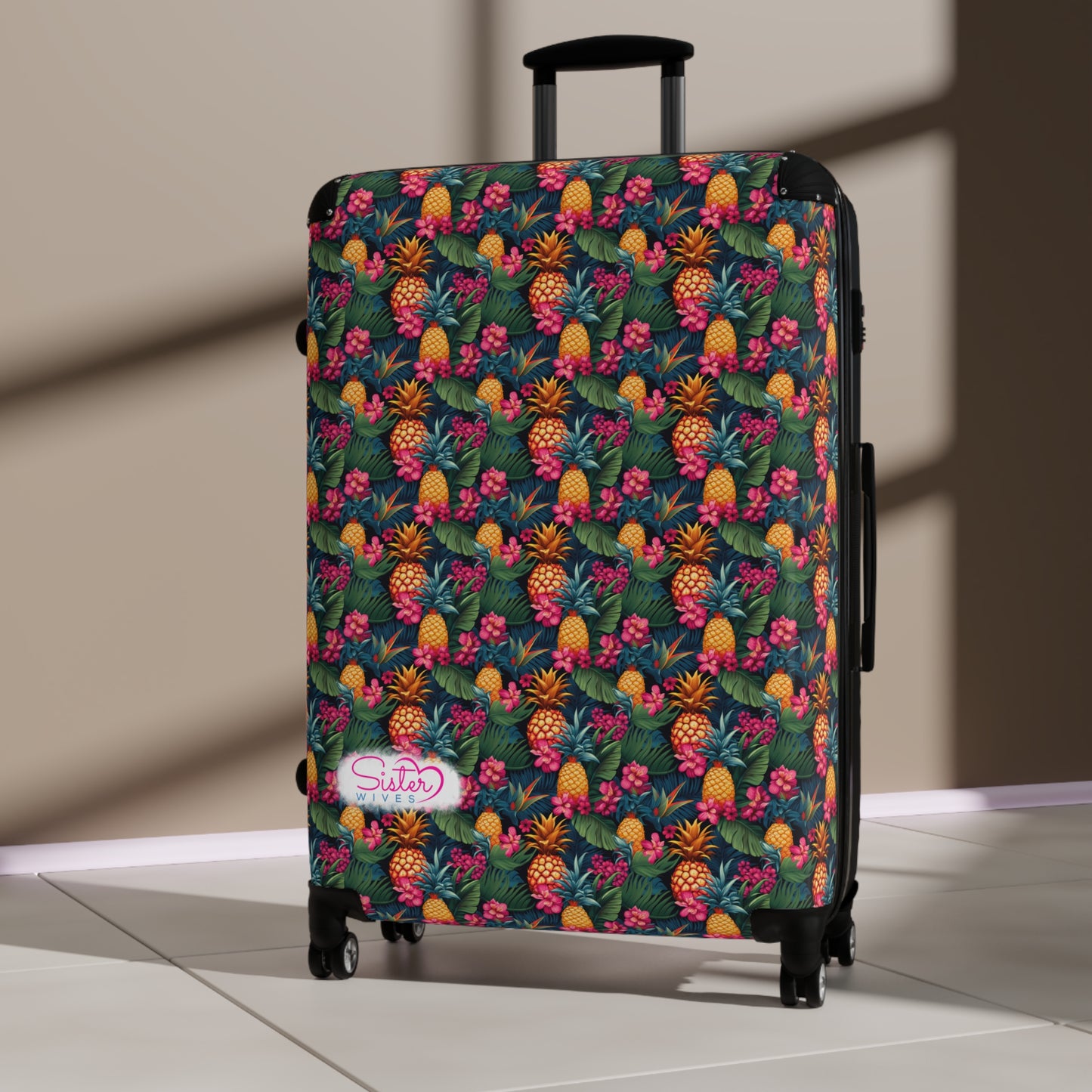 SisterWives Tropical Pineapple Suitcase - Luggage, Travel Gear, Vacation Essential, Summer Adventure Bag, Stylish Travel Accessory
