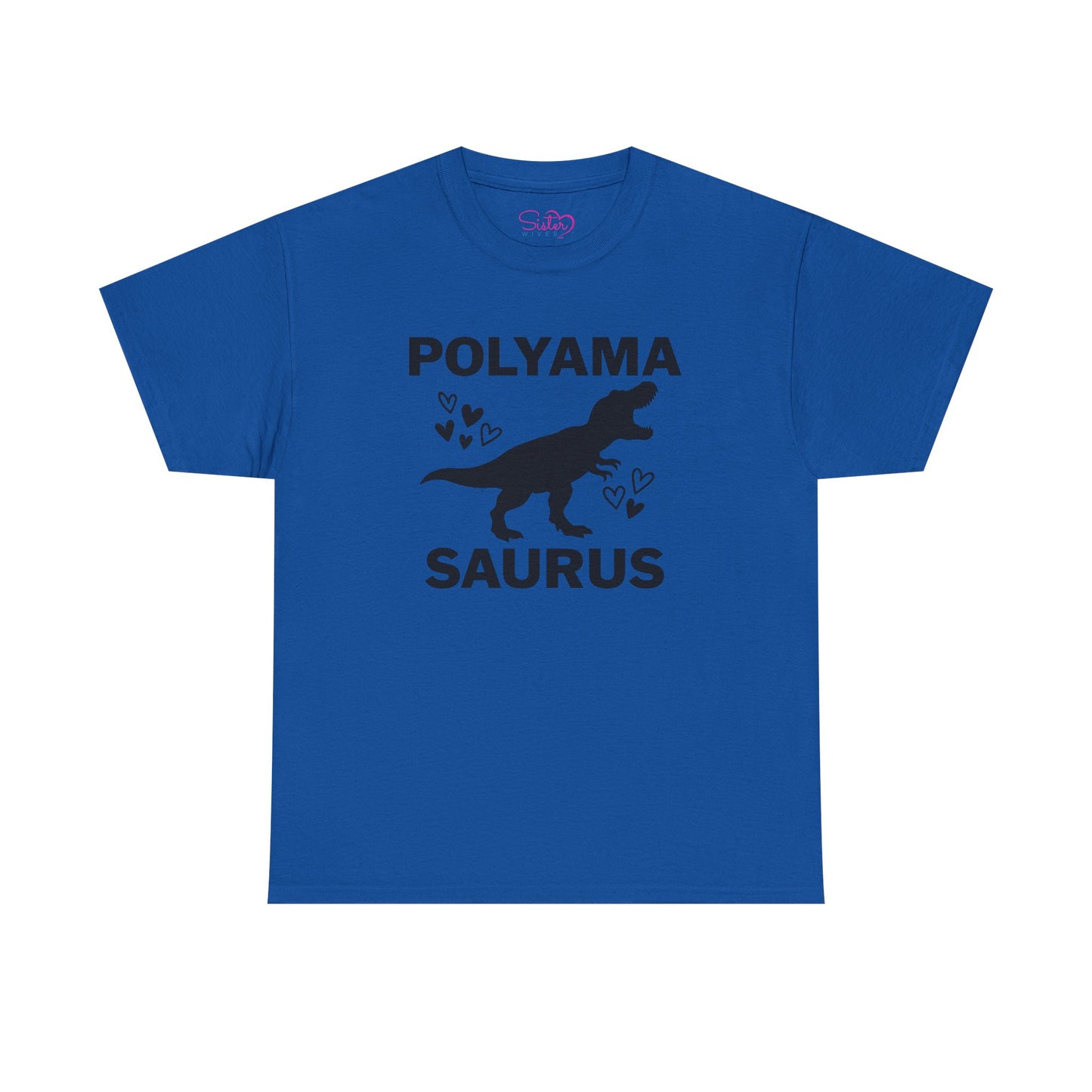 Polyama Saurus Dinosaur Polyamorous Funny Unisex Heavy Cotton Tee - Fun Dinosaur Shirt for Adults, Gift for Birthdays, Parties, Family Outings, Casual Wear