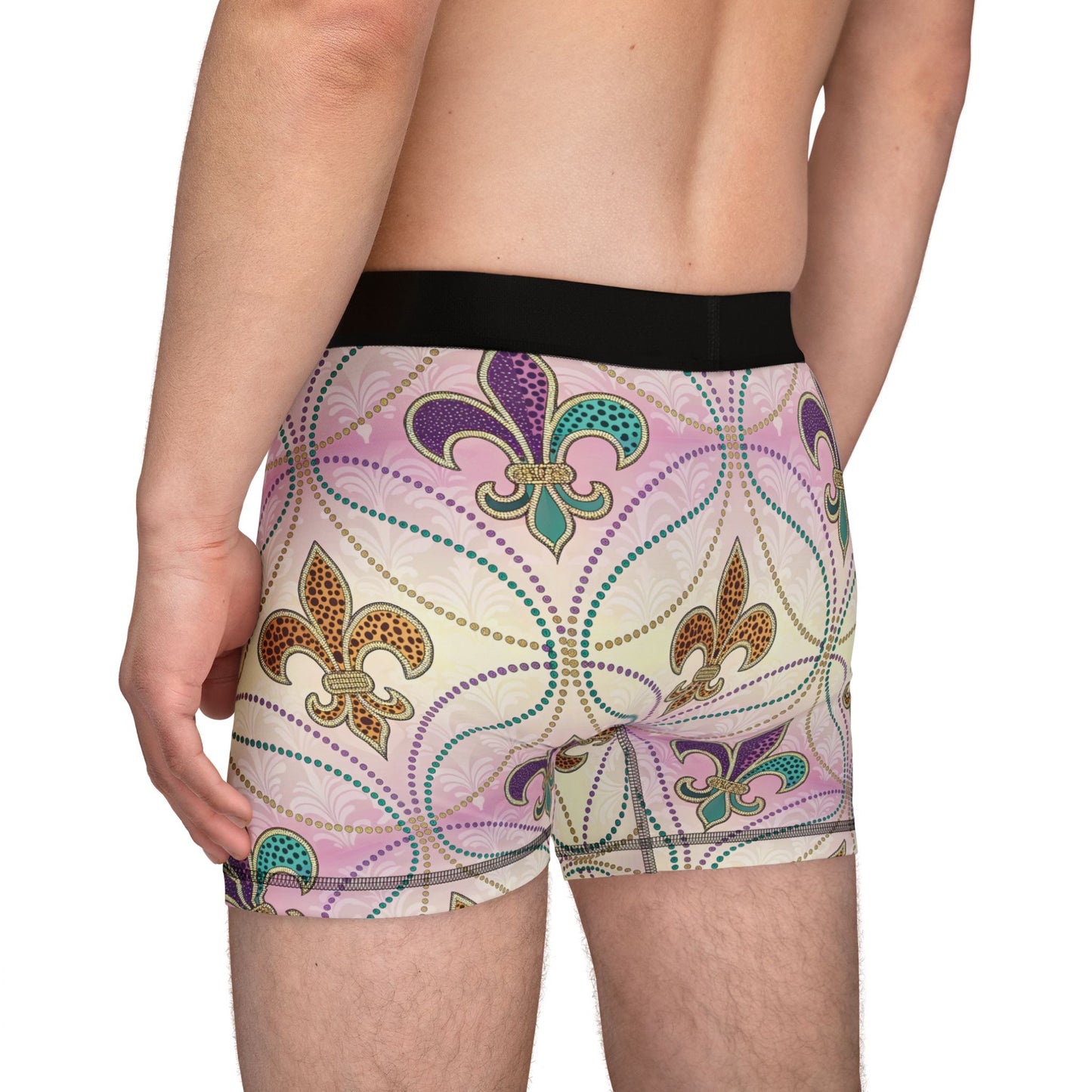 Mardi Gras Cheetah Print Men’s Boxer Briefs | Polyamory ENM Pride Underwear, Matching Couples Underwear