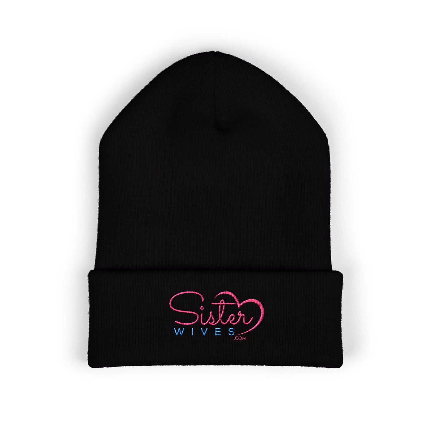 SisterWives Logo Embroidered Cuffed Beanie, Cozy Hat for Family Gatherings, Winter Wear, Holiday Gift, Fashion Accessory