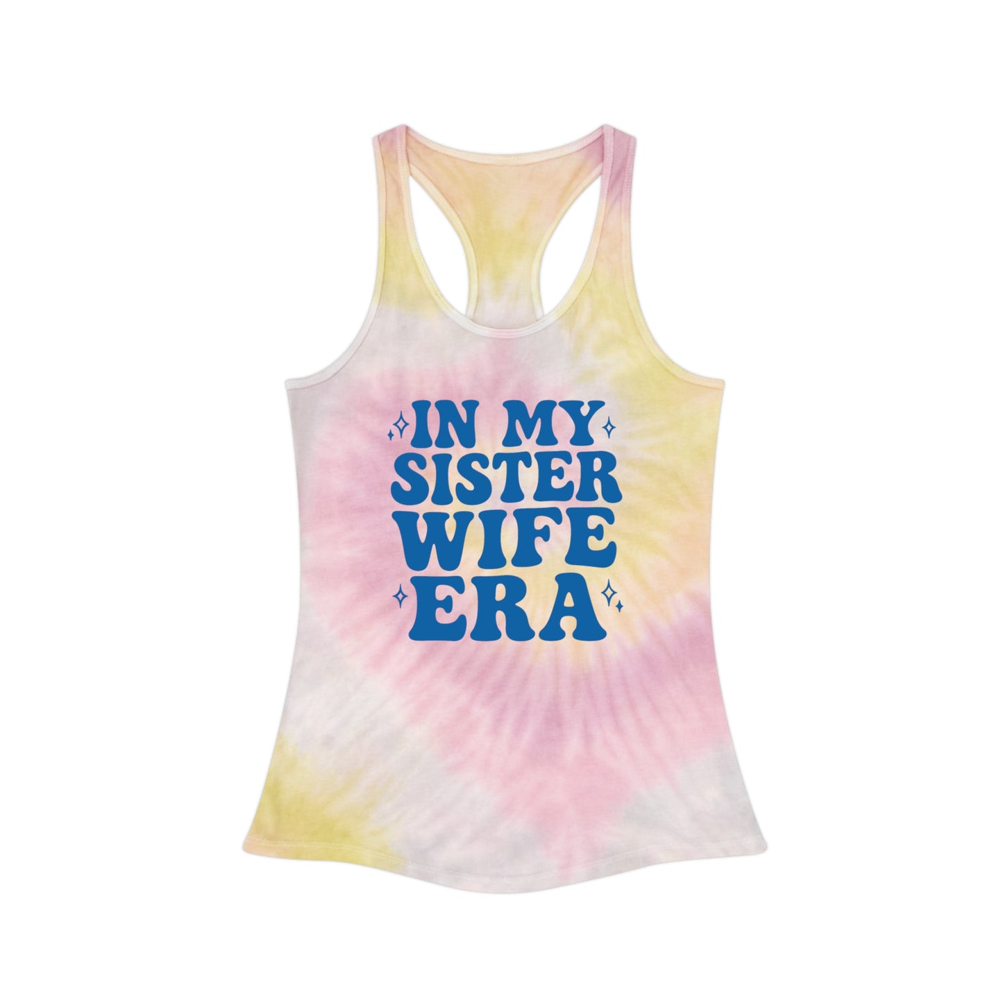 Blue In My Sisterwife Era Tie-Dye Tank Top, Summer Casual Wear, Graphic Tee for Bachelorette, Birthday Gift, Festival Style Top, SisterWife Tank Top