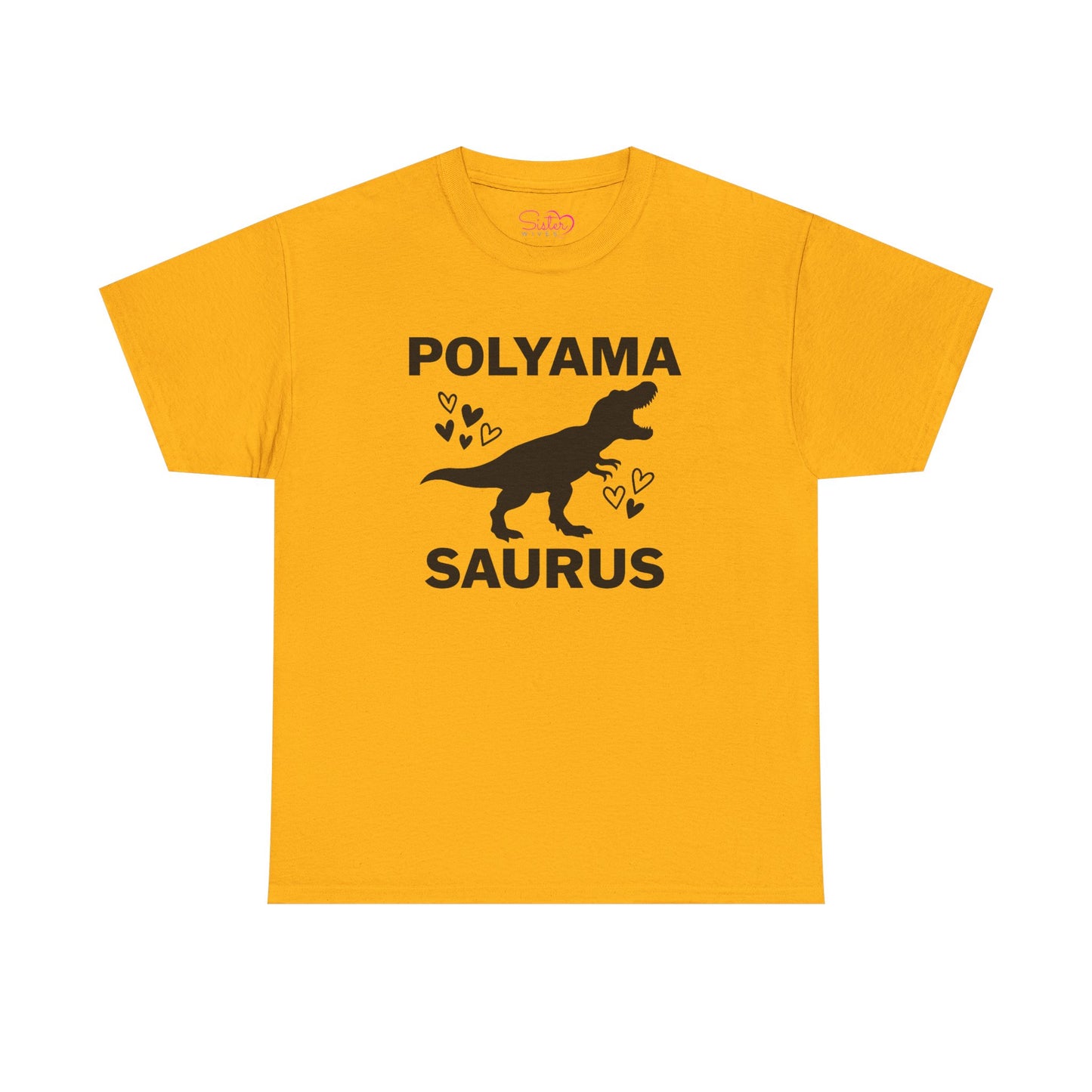 Polyama Saurus Dinosaur Polyamorous Funny Unisex Heavy Cotton Tee - Fun Dinosaur Shirt for Adults, Gift for Birthdays, Parties, Family Outings, Casual Wear