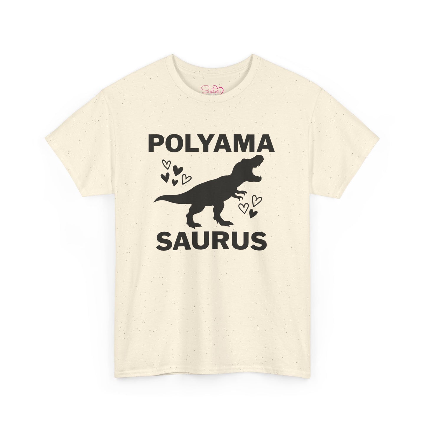 Polyama Saurus Dinosaur Polyamorous Funny Unisex Heavy Cotton Tee - Fun Dinosaur Shirt for Adults, Gift for Birthdays, Parties, Family Outings, Casual Wear