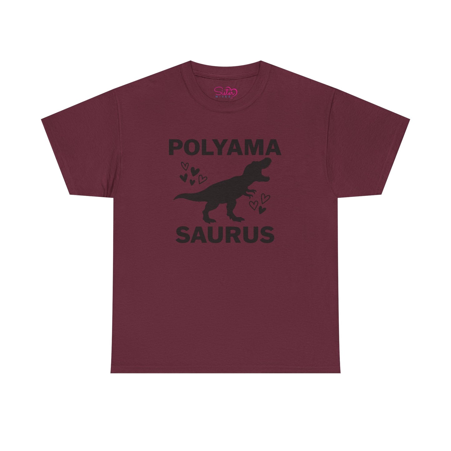Polyama Saurus Dinosaur Polyamorous Funny Unisex Heavy Cotton Tee - Fun Dinosaur Shirt for Adults, Gift for Birthdays, Parties, Family Outings, Casual Wear