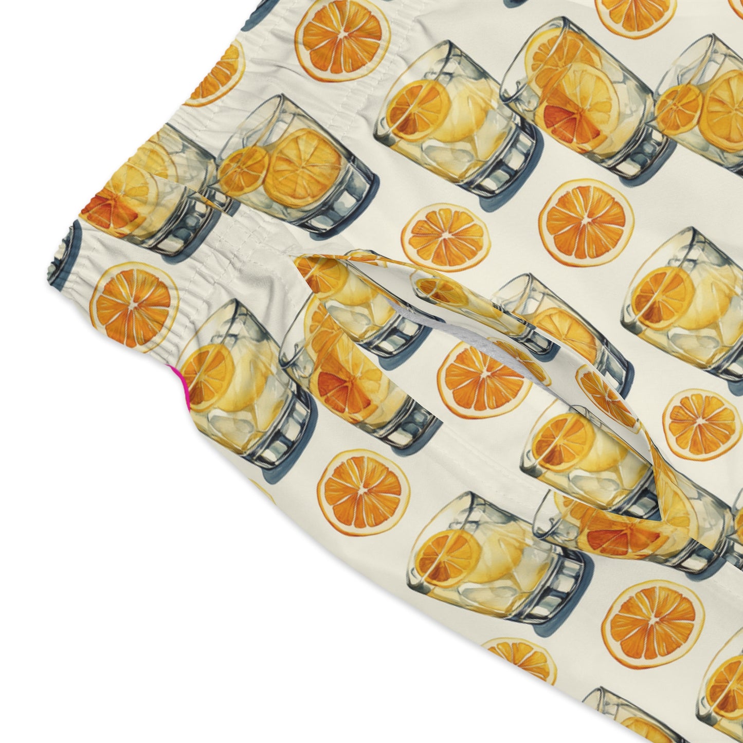 Men’s Cocktail Swim Trunks – Citrus Martini Resort Boardshorts | Polyamory ENM Lifestyle Poolwear | Fast-Dry Summer Swim Shorts