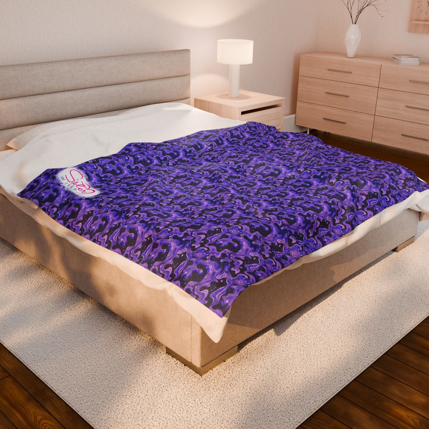 Sister Wives Blue & Purple Oil Slick Cozy Velveteen Plush Blanket for Comfort & Warmth, Great for Home Decor, Gifts, Living Room, Couch, Bedroom