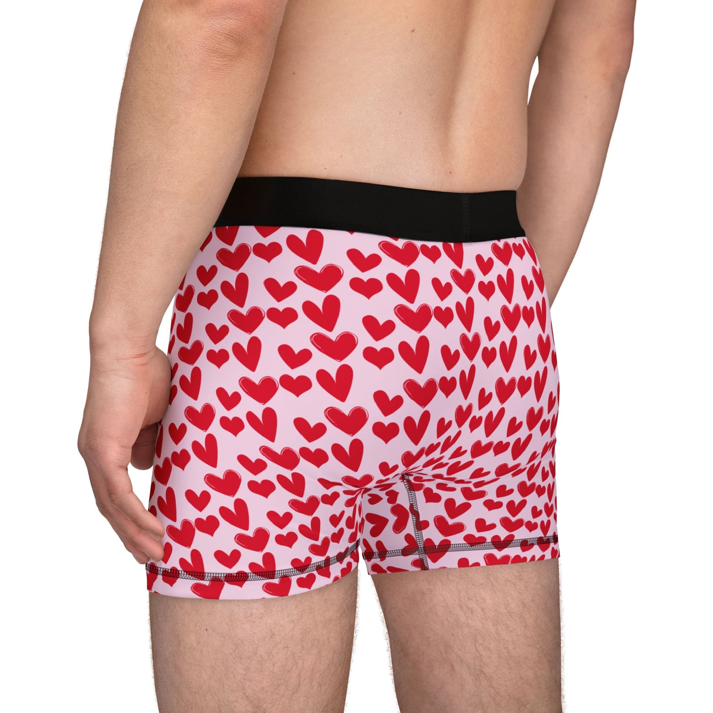 Men’s Heart Print Boxer Briefs – Polyamory & Swinger Friendly Underwear, ENM Pride Boxers, Matching Couples & Pairs Available