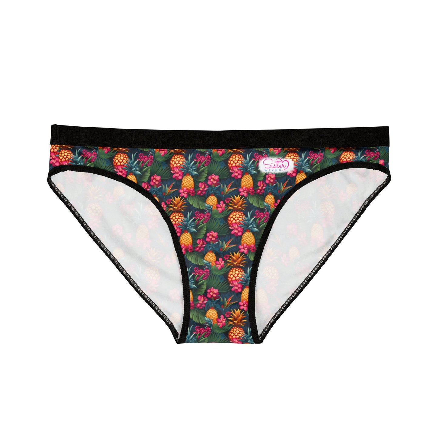 Sisterwives Tropical Pineapple & Floral Women’s Panties Vibrant Lingerie, Comfortable Underwear, Fun Gift for Her