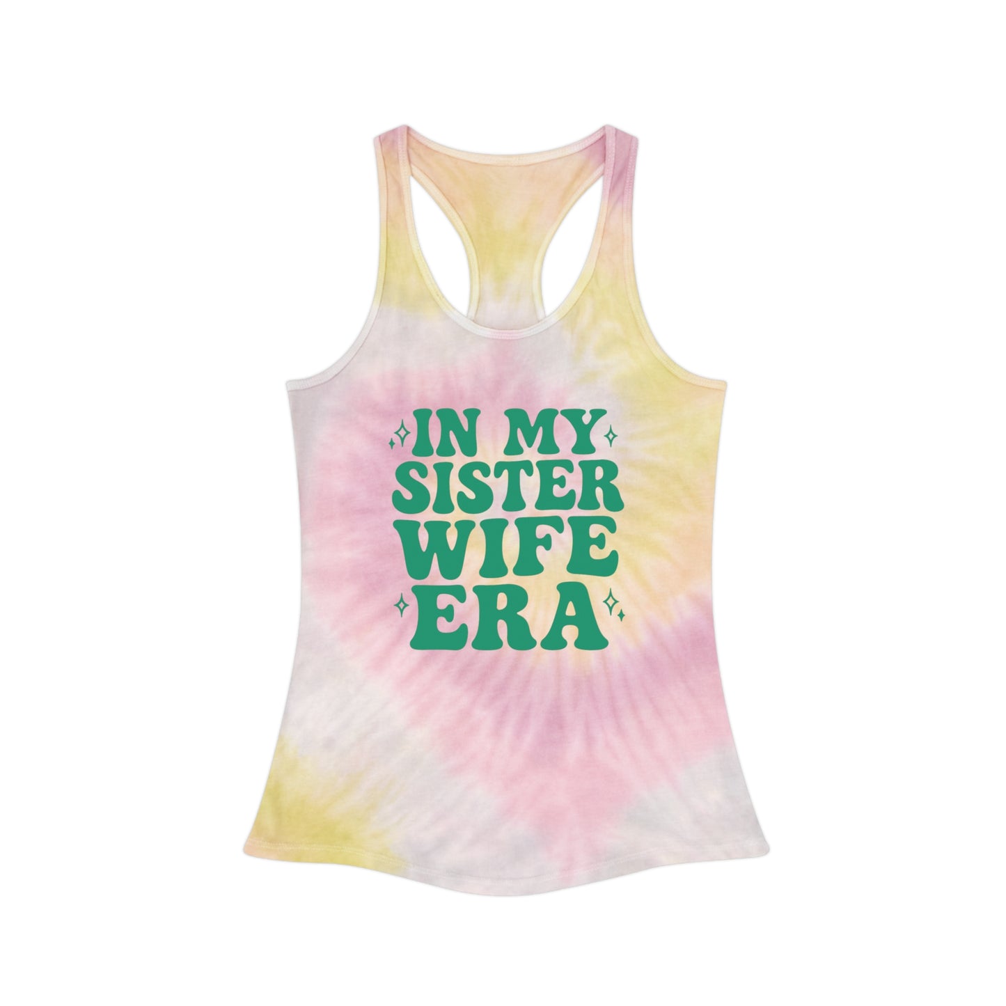 Green In My Sisterwife Era Tie-Dye Tank Top, Summer Casual Wear, Graphic Tee for Bachelorette, Birthday Gift, Festival Style Top, SisterWife Tank Top