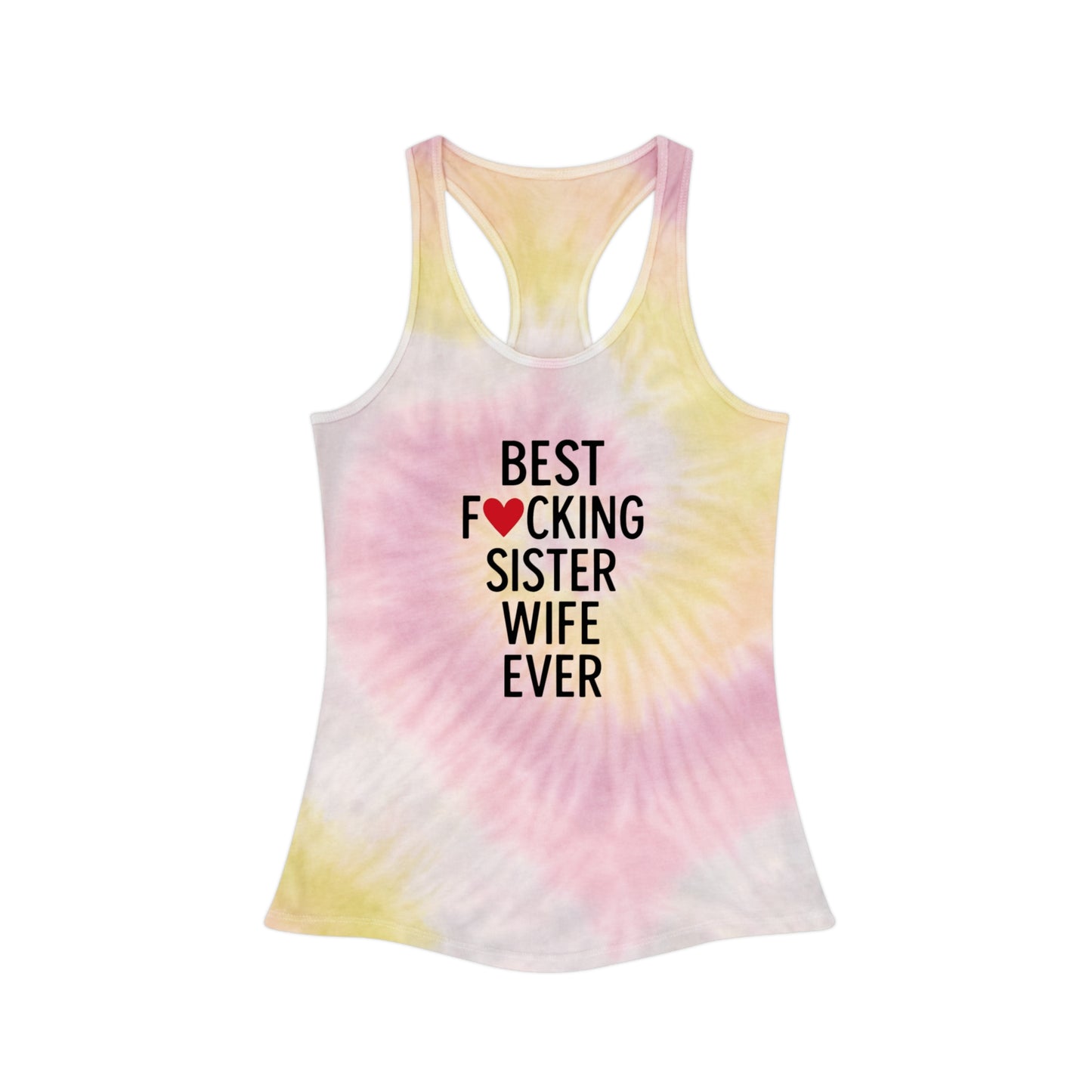 Best F*cking Sister Wife Light Blue Tie Dye Racerback Tank Top, Summer Fashion, Beach Wear, Casual Outfit, Festival Attire, Yoga Top