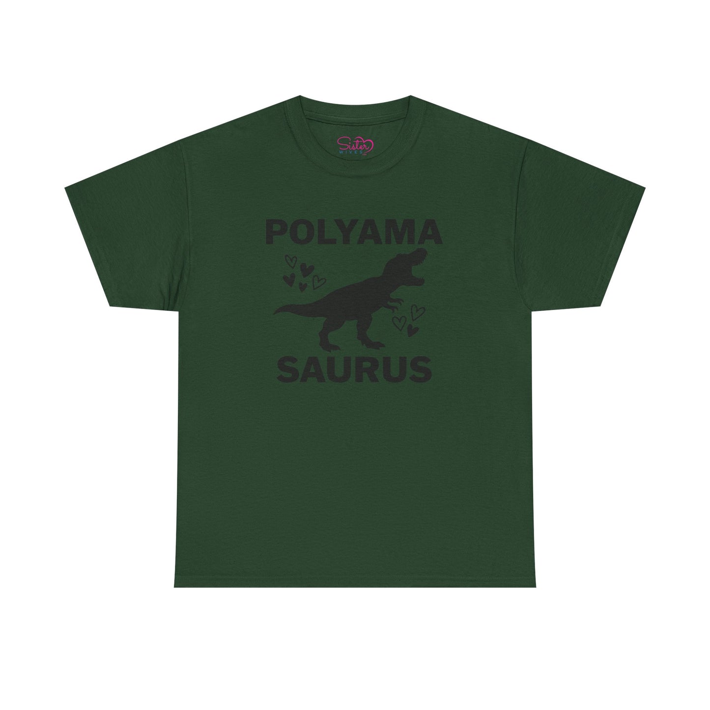 Polyama Saurus Dinosaur Polyamorous Funny Unisex Heavy Cotton Tee - Fun Dinosaur Shirt for Adults, Gift for Birthdays, Parties, Family Outings, Casual Wear