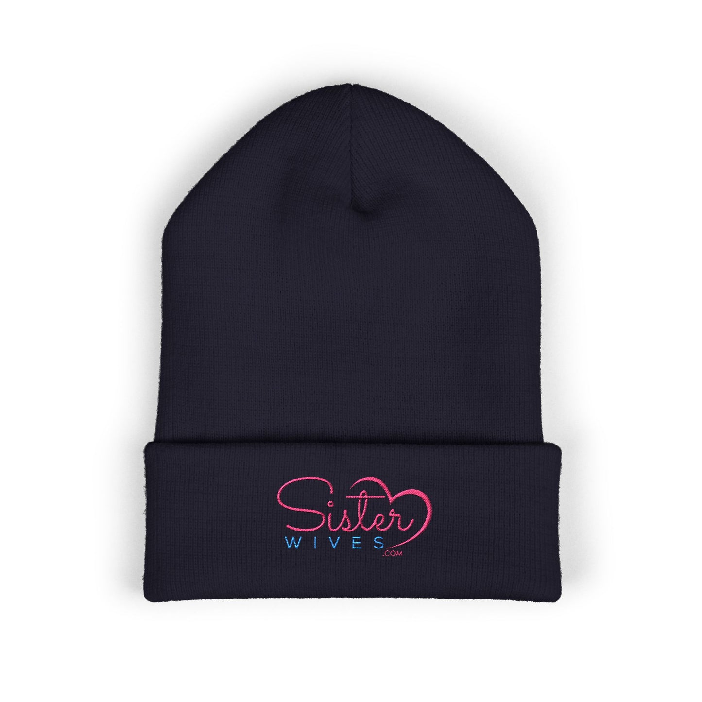 SisterWives Logo Embroidered Cuffed Beanie, Cozy Hat for Family Gatherings, Winter Wear, Holiday Gift, Fashion Accessory