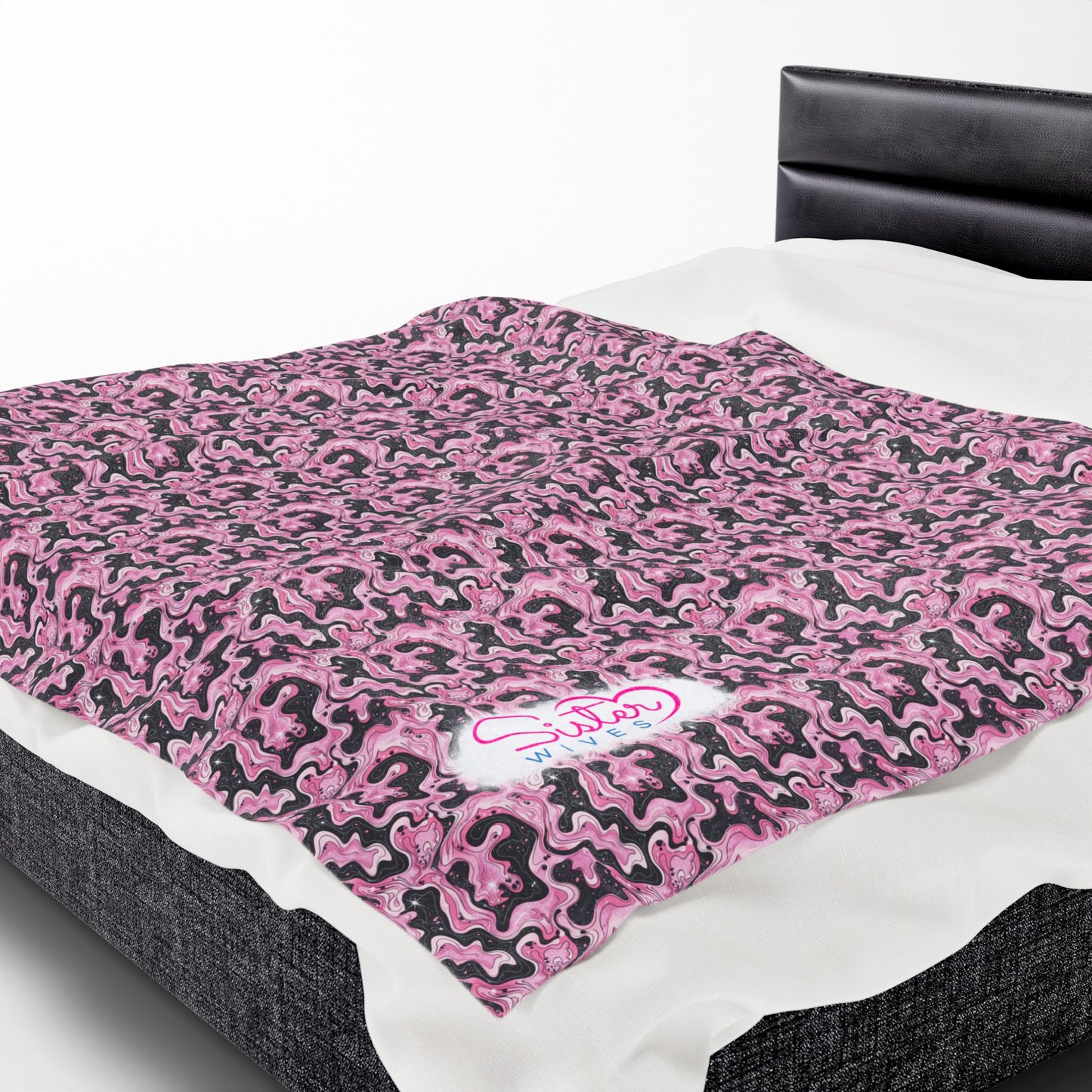 Sister Wives Pink & Black Oil Slick Cozy Velveteen Plush Blanket for Comfort & Warmth, Great for Home Decor, Gifts, Living Room, Couch, Bedroom