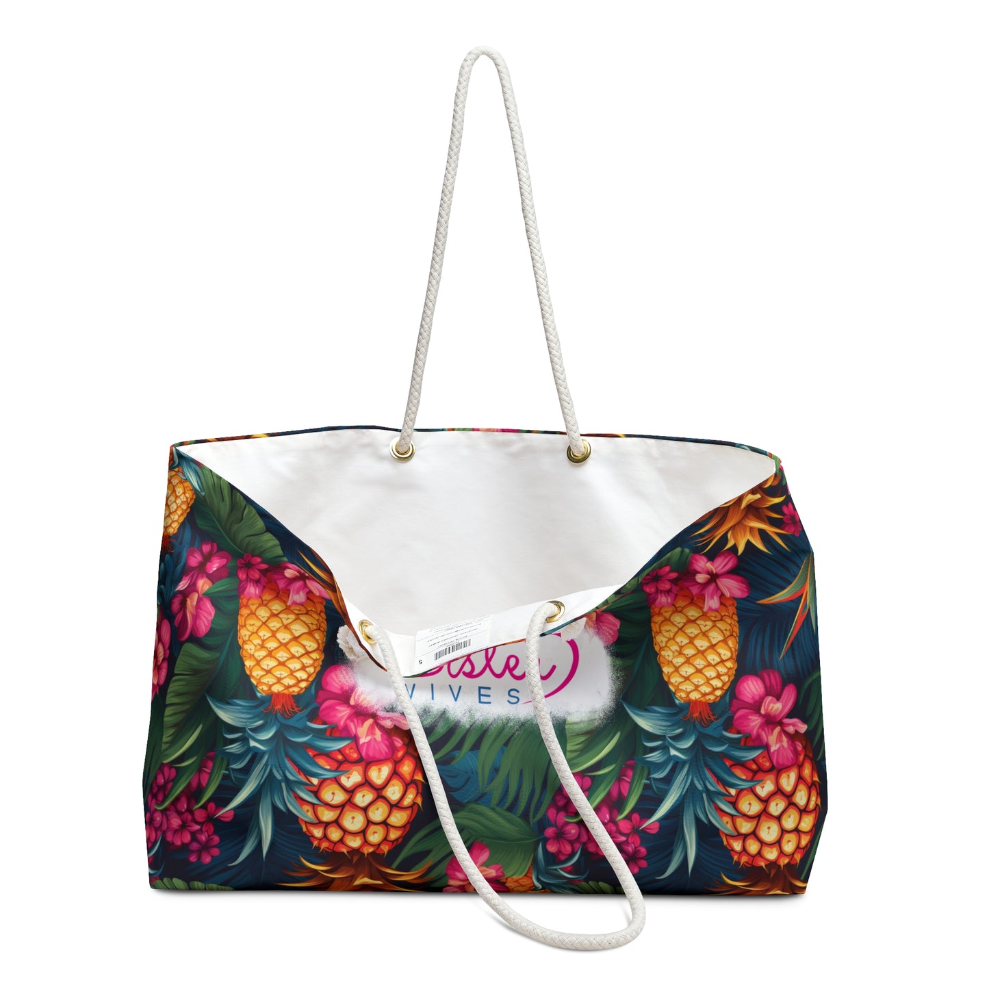 Upside Down Pineapple Tropical Floral Weekender Bag, Perfect for Weekend Getaways, Sister Wives Gifts, Travel Tote, Beach Bag, Summer Essentials
