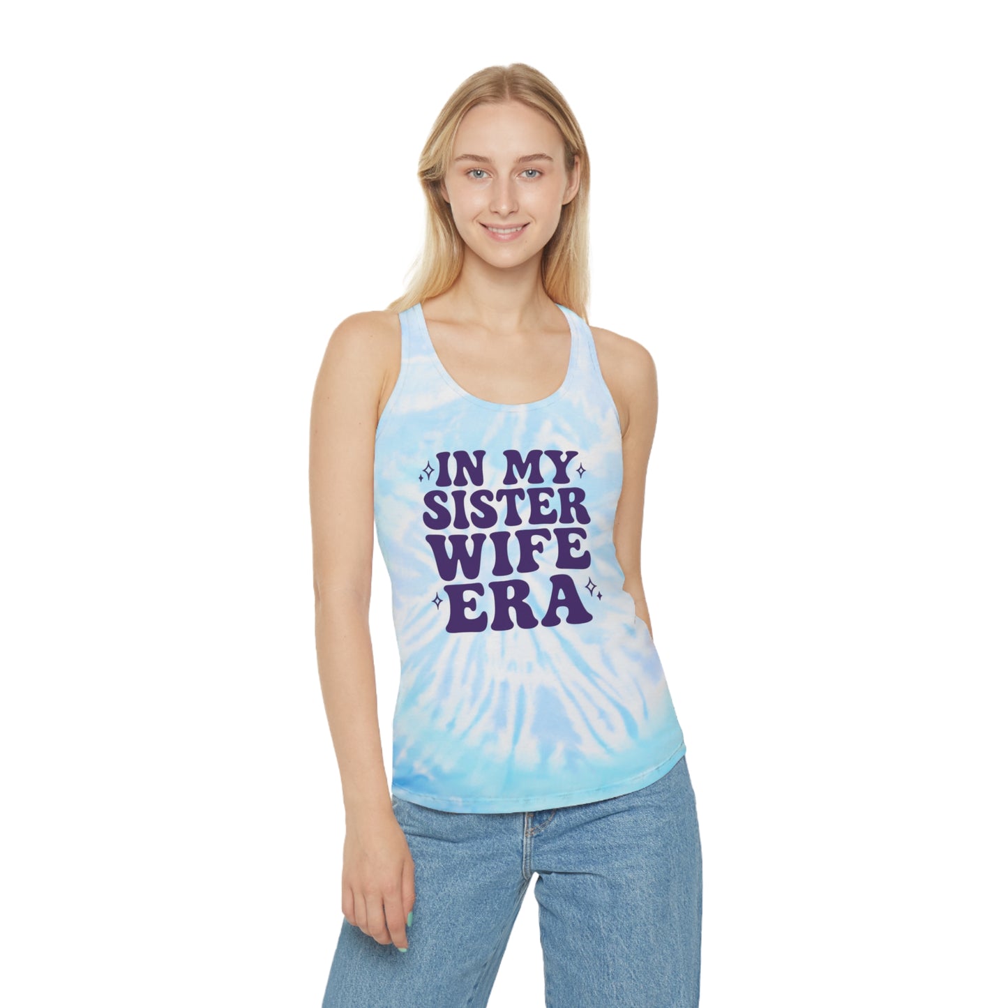 Purple In My Sisterwife Era Tie-Dye Tank Top, Summer Casual Wear, Graphic Tee for Bachelorette, Birthday Gift, Festival Style Top, SisterWife Tank Top