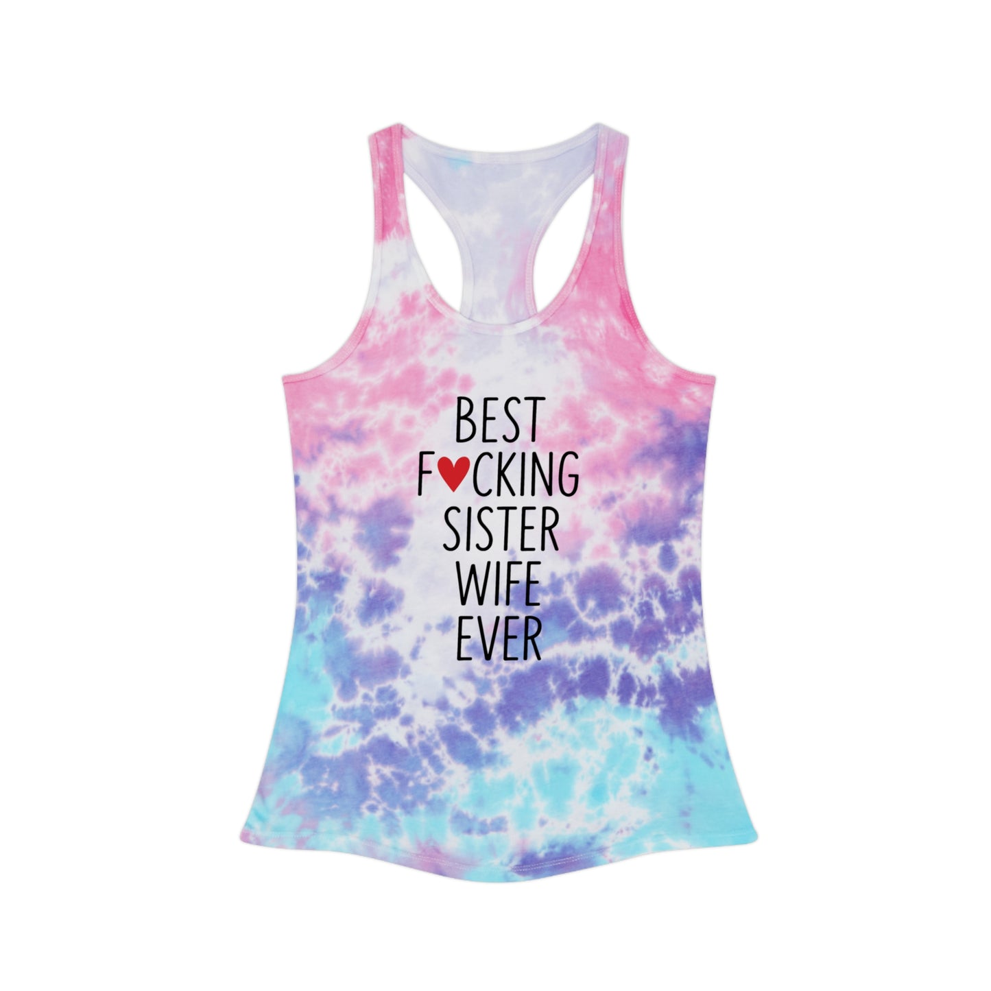 Best F*cking Sister Wife Light Blue Tie Dye Racerback Tank Top, Summer Fashion, Beach Wear, Casual Outfit, Festival Attire, Yoga Top