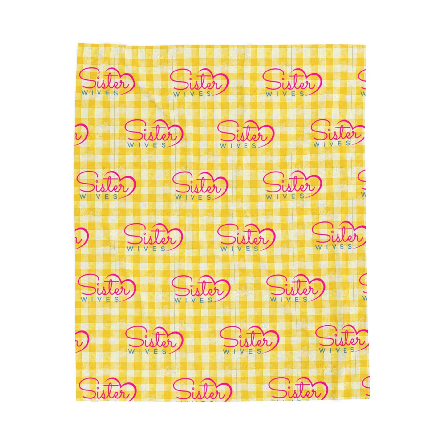Sister Wives Light Sunflower Gingham Velveteen Plush Blanket